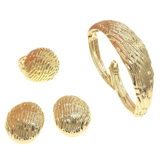 Bold Shaped Bangle, Earrings, and Ring Italian Jewelry Set