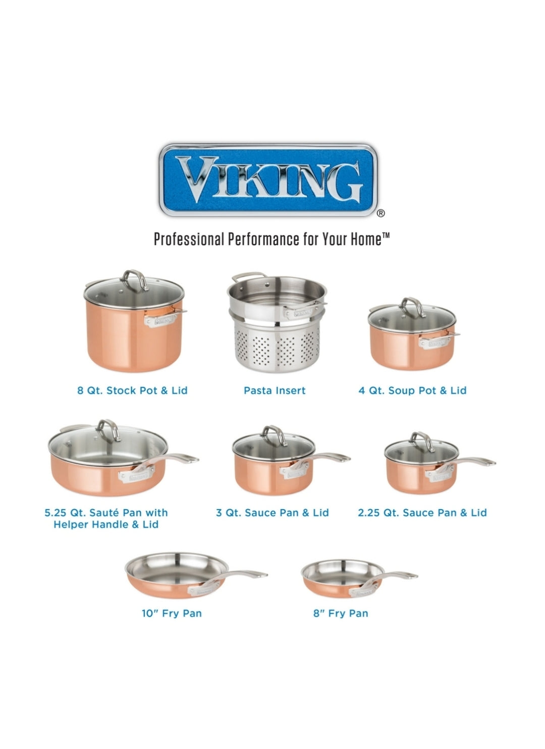 Viking 13-Piece Tri-Ply Stainless Steel Cookware Set with Glass Lids