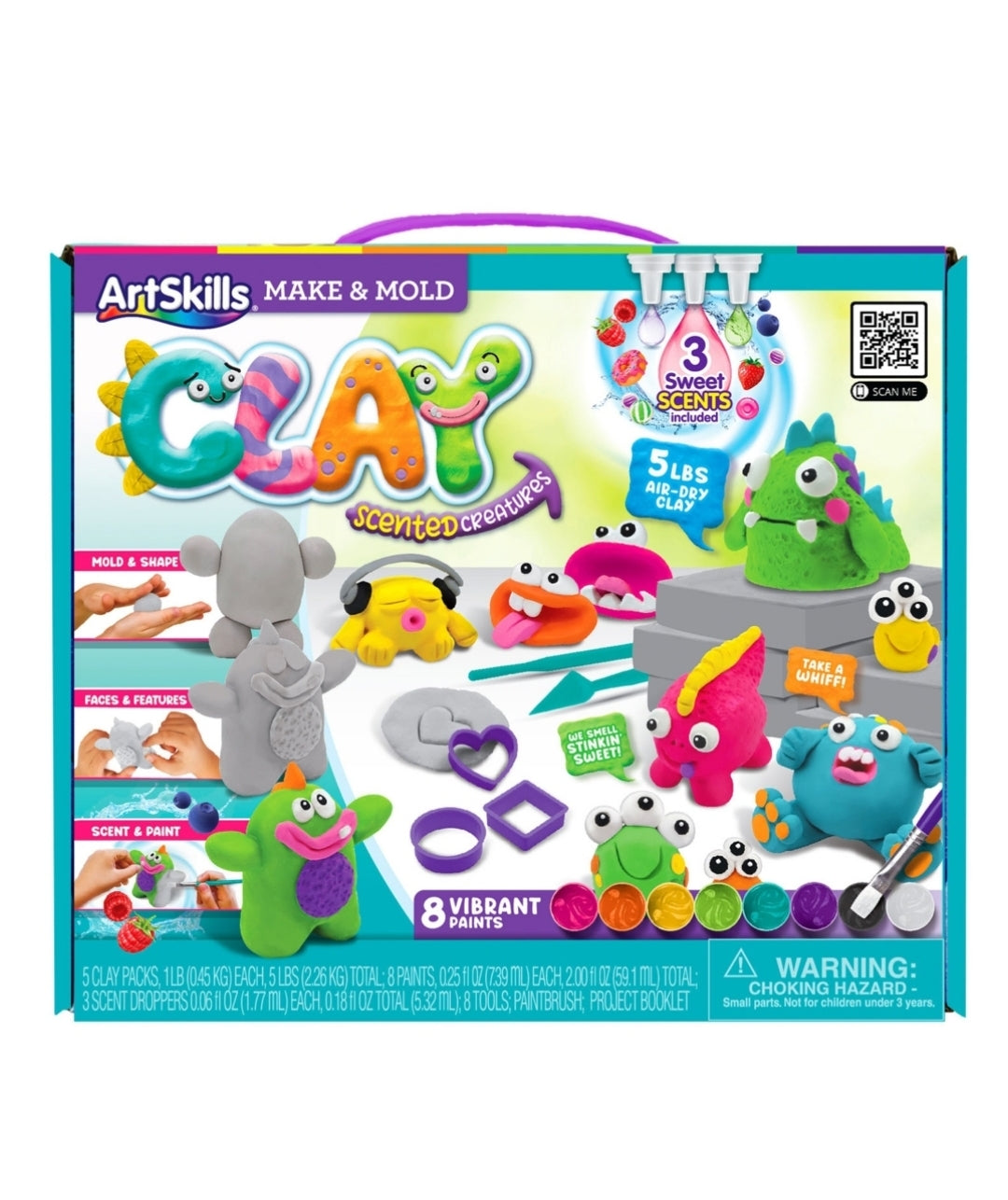 ArtSkills Modeling Clay for Sculpting with Air Dry Clay & Acrylic Paints,  Clay Sculpting Kit for Adults & Kids, 5 lbs