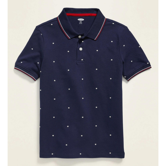 Old Navy Built-In Flex Americana Print Pique Polo