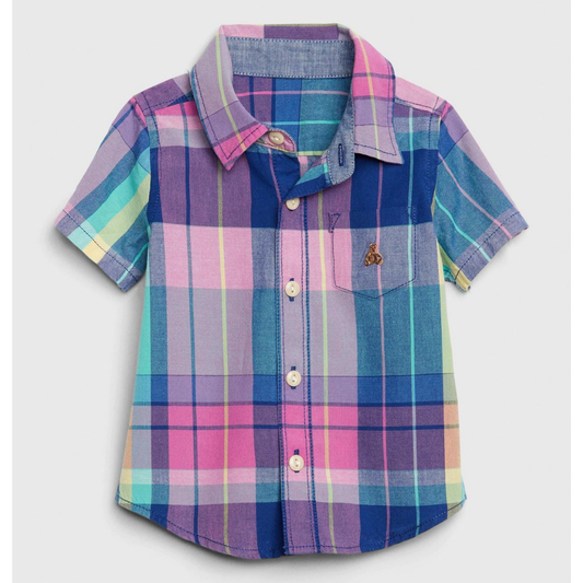 Short-Sleeve Plaid Shirt for Baby Boy